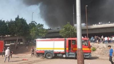 الحماية المدنية تسيطر على حريق 3 سيارات نقل محملة بالوقود بالقليوبية 