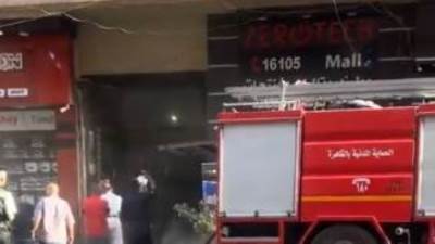 حريق أمام مول البستان بوسط البلد والحماية المدنية تحاول السيطرة