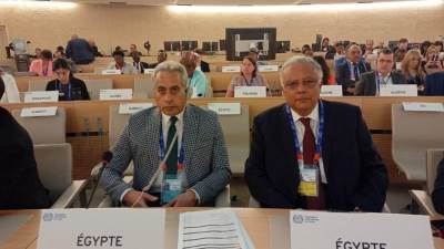 الوزير شحاتة والسفير ايهاب جمال الدين يشاركان في "قمة عالم العمل" بجنيف