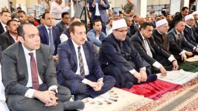 وزيرا التنمية والاوقاف ومفتي الجمهورية ومحافظ المنوفية يفتتحون "مسجد سيدى” شبل الأسود"  بالشهداء