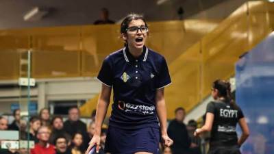 أمينة عرفي تتوج ببطولة العالم لناشئات الإسكواش للعام الثانى على التوالى