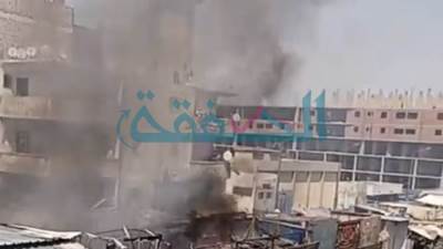 قوات الحماية المدنية تحاول السيطرة على حريق بعدة محلات في شبرا الخيمة