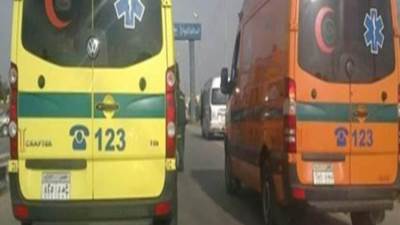 إصابة 15 شخصًا في حادث انقلاب "ميكروباص" على طريق بني سويف الصحراوي