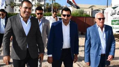 وزير الرياضة ومحافظ بورسعيد يتفقدان أعمال تطوير ستاد بورسعيد الجديد