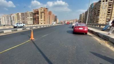 هبوط جزئي في البلاطة العلوية لكوبري بنها على النيل 