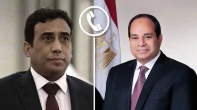 المنفي يشكر الرئيس السيسي على دعم مصر لليبيا في أزمة الإعصار