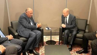 وزير الخارجية يلتقي مع  رئيس مجلس القيادة الرئاسي اليمني