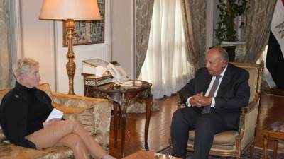 وزير الخارجية يستقبل سيندى ماكين المدير التنفيذي لبرنامج الغذاء العالمى