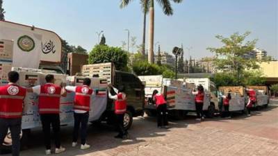 الهلال الأحمر المصري يعلن وصول 82 طائرة مساعدات إنسانية لقطاع غزة حتى الآن