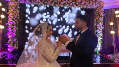 بالصور.. حفل أسطوري جمع العروسين محمد السباعي ومنه الله جمال عبد الحميد 