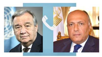 وزير الخارجية يتلقى اتصالاً من أمين عام الأمم المتحدة حول مستجدات الأوضاع في غزة