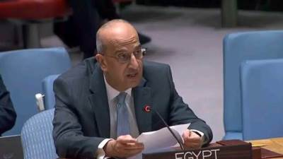 مندوب مصر بمجلس الأمن يقدم مشروع قرار عربى بوقف فورى لإطلاق النار فى غزة