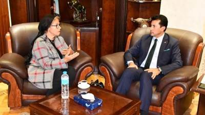 وزير الرياضة يلتقي رؤساء بنوك الشفاء والطعام والكساء لبحث مجالات التعاون