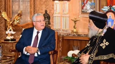 رئيس النواب يزور الكاتدرائية المرقسية لتهنئة الباب تواضروس بعيد الميلاد المجيد