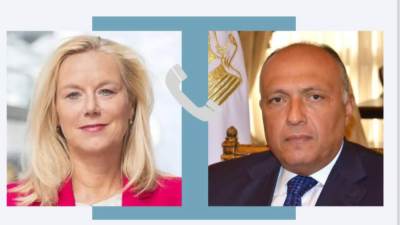 وزير الخارجية يبحث مع كبيرة منسقي الأمم المتحدة للشئون الإنسانية إدخال المساعدات لقطاع غزة
