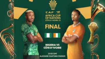 18 قناة تنقل نهائي كأس أمم أفريقيا بين نيجيريا وكوت ديفوار الليلة