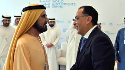 الشيخ محمد بن راشد آل مكتوم يستقبل رئيس مجلس الوزراء