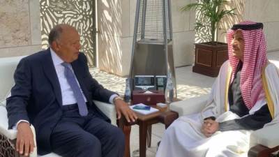 وزير الخارجية يعقد اجتماعاً ثنائياً مع رئيس مجلس الوزراء وزير خارجية دولة قطر