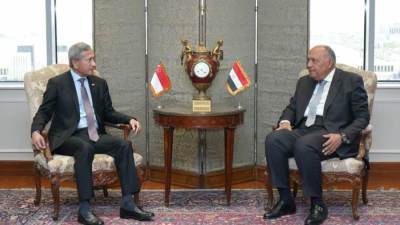 وزير الخارجية يستقبل نظيره في سنغافورة