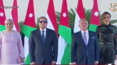 مراسم استقبال رسمية للرئيس السيسى فور وصوله للعاصمة الأردنية عمان