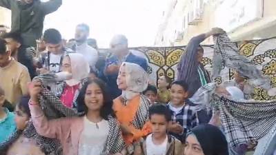 أطفال غزة يحتفلون بعيد الفطر بحضور محافظ كفر الشيخ برقصات فلسطينية