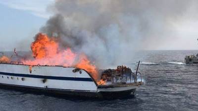 إنقاذ 10 ركاب فى حادث احتراق لنش بحرى بالقرب من جزيرة شدوان بالغردقة