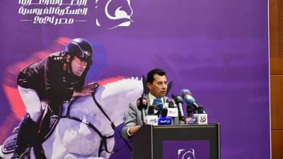 وزير الرياضة ومدير المدرعات للقوات المسلحة يشهدانة إعلان إستضافة مصر أول بطولة عسكرية للفروسية