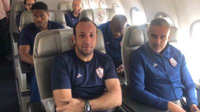علي متن رحلة خاصة سفر نادي الزمالك علي مصرللطيران الي المغرب لخوض نهائي الكونفدرالية