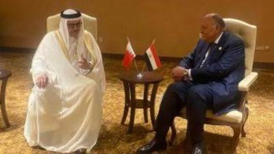 وزير الخارجية سامح شكري يبحث مع نظيره البحريني العلاقات الثنائية