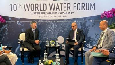 سويلم يلتقى نائب رئيس المجلس العالمي للمياه وسكرتير عام الشبكة الدولية لمنظمات أحواض الأنهار (INBO)