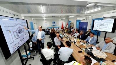 وزير الإسكان يتابع مع مسئولى شركة "cscec" الصينية موقف تنفيذ مشروع أبراج الداون تاون بمدينة العلمين الجديدة