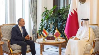 وزير الخارجية والهجرة وشئون المصريين بالخارج يعقد جلسة مباحثات مع وزير الخارجية القطري