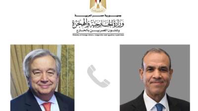 وزير الخارجية والهجرة يجري اتصالاً هاتفياً مع السكرتير العام للأمم المتحدة