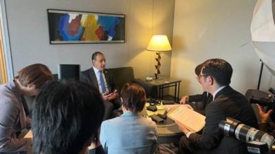 وزير الخارجية يلتقي بكبرى الصحف ووكالات الأنباء اليابانية علي هامش مشاركته في الاجتماع الوزاري للتيكاد