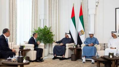 وزير الخارجية والهجرة يلتقي مع رئيس دولة الإمارات العربية المتحدة