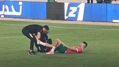 إصابة أشرف داري لاعب الأهلي الجديد خلال مباراة المغرب وليسوتو 