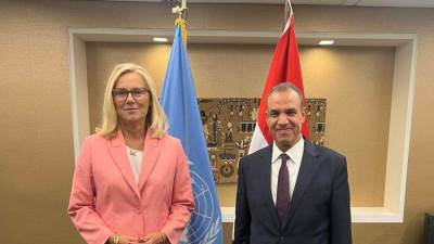 وزير الخارجية يلتقي مع كبيرة منسقي الأمم المتحدة للشئون الإنسانية وإعادة الإعمار في غزة