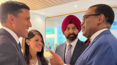 المشاط تُناقش التعاون المشترك مع رئيس مجموعة البنك الدولي ورئيس مجموعة بنك التنمية الأفريقي ورئيس مؤسسة "روكفيلر" الدولية