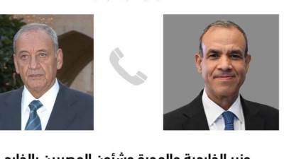 وزير الخارجية والهجرة يجري اتصالاً هاتفياً برئيس مجلس النواب اللبناني