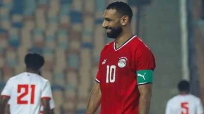 محمد صلاح يسجل الهدف الثانى لمنتخب مصر في شباك موريتانيا