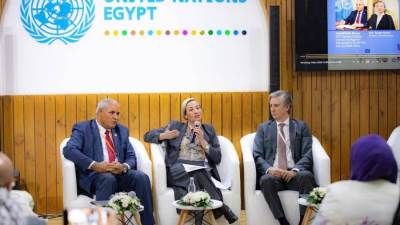 وزيرة البيئة: اهمية توفير التكنولوجيا منخفضة التكلفة مع إشراك القطاع الخاص وشركاء التنمية لرفع الطموح في تحقيق الأمن الغذائي وإدارة المياه