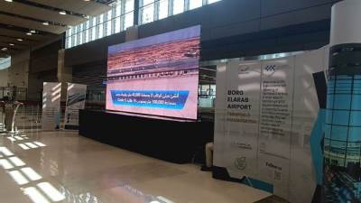 وزير الطيران يشهد التشغيل التجريبى لأول مبنى صديق للبيئة بمطار برج العرب