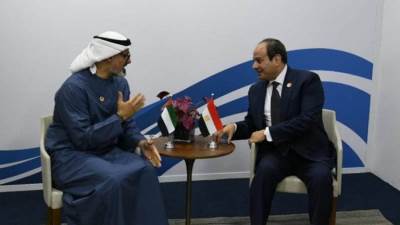 الرئيس السيسي يلتقي ولي عهد أبو ظبي على هامش قمة مجموعة العشرين