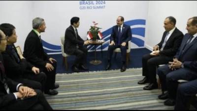 الرئيس السيسى يبحث فى البرازيل مع رئيس وزراء سنغافورة تطوير التعاون الثنائي