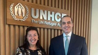 وزير الشئون النيابية يلتقي بمدير مكتب المفوض السامي لشئون اللاجئين في مقر المفوضية في جنيف