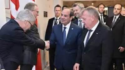 الرئيس السيسي يصل مأدبة عشاء يقيمها ملك الدنمارك على شرف زيارته التاريخية