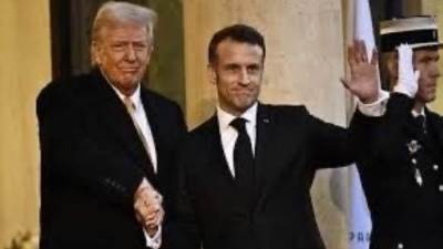 الرئيس الفرنسي يستقبل ترامب بقصر الإليزيه