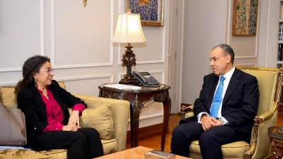  وزير الخارجية والهجرة يلتقي بالقائمة بأعمال البعثة الأممية إلى ليبيا