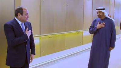 الرئيس السيسي يختتم زيارته للإمارات والشيخ محمد بن زايد فى وداعه