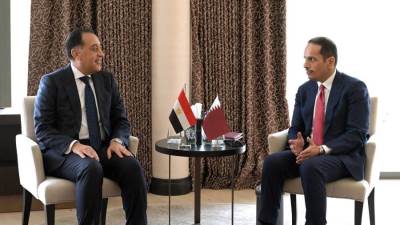 مدبولي يستقبل رئيس مجلس الوزراء وزير خارجية دولة قطر